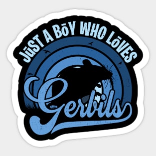 Funy Quote Just A Boy Who Loves gerbils Blue 80s Retro Vintage Sunset Gift IdeA for boys Sticker